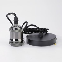Support de lampe vintage rétro antique en aluminium, douille E26/E27 pour ampoule Edison, base à vis, suspension de plafond en laiton/cuivre/PVC