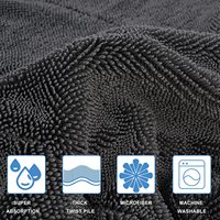 Chiffon en microfibre 1300 GSM, grand format 60x40 cm, pour le nettoyage et le séchage de voiture, à poils torsadés, sans peluches