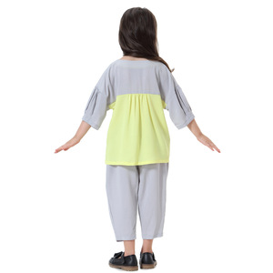 Set di 2 pezzi top e pantaloni Harem <span class=keywords><strong>Arab</strong></span> bambina camicia lunga e pantaloni Set morbido vestiti per bambina musulmani - Product Image 6
