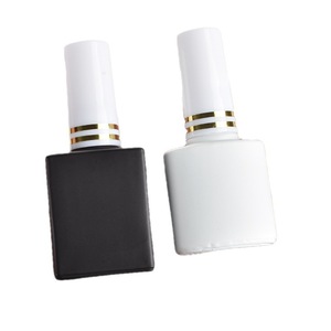 Botella de esmalte de uñas de vidrio blanco, dispensador vacío de 10 ml, forma rectangular, para retoques de esmalte en gel, botella pequeña portátil negra - Product Image 5