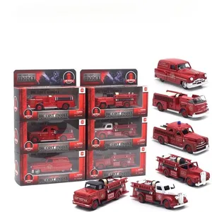 Mobil mainan Diecast, truk api Retro 1:43 Model Amerika gaya Eropa meriam air Model mobil polisi untuk hadiah anak-anak