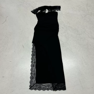 Robe élégante à col halter pour femme, dentelle patchwork, taille haute, fente latérale, robe de soirée sexy pour cocktail - Product Image 2