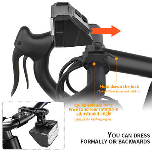 XTE – phare avant de vélo à 5 LED, faisceau haute intensité, rechargeable avec capteur de lumière, charge USB, étanche IPX4 - Product Image 3