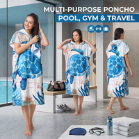 Poncho de surf personnalisé en microfibre suédée 200-250 GSM, serviette de bain à capuche imprimée numériquement pour sports nautiques et croisières