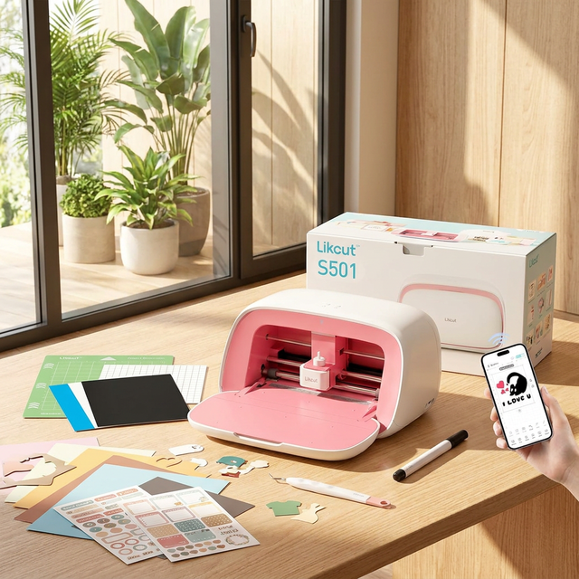 Portable Vinyl Cutter Machine 135mm Wireless HTV Iron-on Sticker Cutting Plotter for DIY Crafts & Small Business Customization