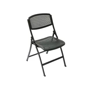 Wholesale Factory Direct Sale Durable Plastic Mesh Black Folding Chair For Outdoor