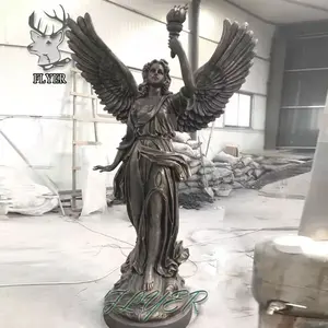 Estátua de anjo de bronze de decoração ao ar livre, tamanho de vida, anjo de latão, estátua religiosa, fornecedor