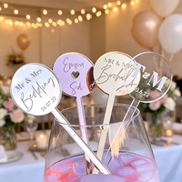 Agitateurs à boisson personnalisés en acrylique gravés au laser pour mariage, anniversaire, décoration
