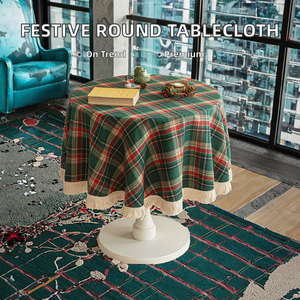 Mantel Redondo Desechable de Lino con Diseño Floral Moderno para Eventos en el Hogar y Decoraciones de Boda - Product Image 2