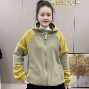 Women's Color-Blocked Hooded Fleece Jacket With Pockets Warm Autumn Winter Sweatshirt Long Sleeve Casual Outwear - Product Image 3