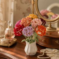 Gebreid krokantenboeket, handgemaakte gehaakte bloemen met stengels voor Moederdag cadeau, kleurrijk garen, kunstmatige bloemendecoratie