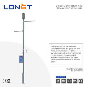 Lampadaire LED intelligent gris avec chargeur CCTV, solutions d'éclairage solaire multifonctionnelles, conception AutoCAD, certification ROHS - Product Image 2