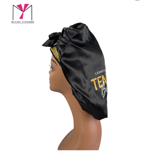 LAWLESS HAIR Satin <b>Bonnet</b> With Elastic Tie Diamond Trim Printed Logo Fashion Headwear For Women Home Use 56-58CM - Product Image 3