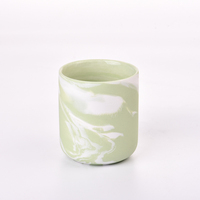 Pot à bougie en céramique vert clair à motif marbré, vide, pour bougie parfumée
