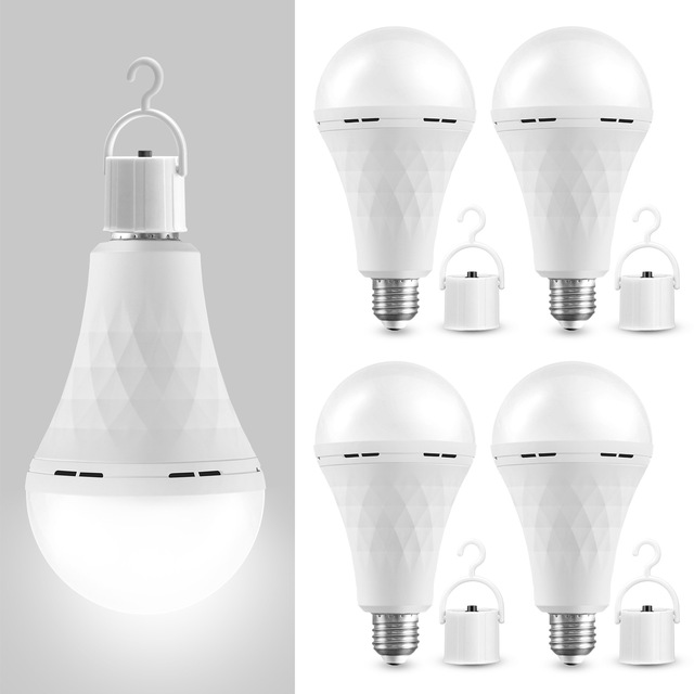 LED IP65 10W Dimmable Charging Bulb Water Brightness Emergency Light Plastic Li-Ion Battery Camping 6-8 Hours Backup Ra80 6000K