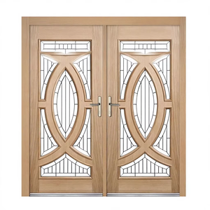 Porte d'entrée moderne en bois massif renforcé de fibre de verre, anti-effraction, avec vitrage, pour usage extérieur - Product Image 1