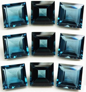 Topacio azul Londres Natural de corte cuadrado de 11mm "Precio de fábrica al por mayor Piedra preciosa suelta facetada de alta calidad" por quilate | Londres | - Product Image 6