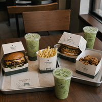 Emballage alimentaire durable personnalisé avec logo pour hamburgers, poulet frit, frites, boîte en papier à emporter, conteneur jetable, vente en gros, fournitures de restauration