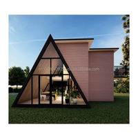 Cabine triangulaire moderne en acier léger préfabriquée, villa intelligente à 3 chambres, alimentée à l'énergie solaire, écologique, portable, salon, parc