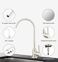 Robinet simple en acier inoxydable 304 pour eau froide par osmose inverse, rotatif à 360°, résistant à la rouille, facile à installer, usage domestique