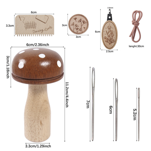 Nuevo Diseño de <span class=keywords><strong>Kit</strong></span> de Hongo de Zurcido de Madera Lisa con Agujas, Enhebrador y Peine en Caja de Regalo para el Día de la Madre - Product Image 3