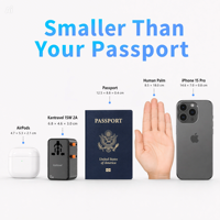 Adaptateur de voyage compact PD 10W Mini Slim, prise universelle GaN pour le Royaume-Uni, les États-Unis, l'UE, l'Australie, pour les voyages quotidiens, les écouteurs, les téléphones mobiles