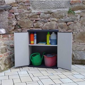 Armario de 2 Puertas Gris 68x39.5x85 Cm con Estantes, Cerradura y Tiradores, Montaje sin Tornillos - Product Image 5