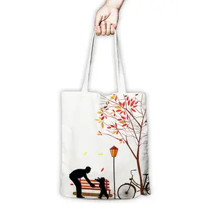 Personalized Printed Plain Reusable Cotton Shopping Tote Bags with Logos