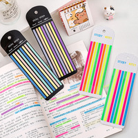 Transparent collant long néon clair surligneur bandes drapeaux autocollants, pour annoter les livres bureau école étude fournitures