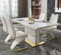 Zeitgenössische Esszimmermöbel Gold Edelstahl Luxus-Esstisch für Zuhause Hotel Restaurant