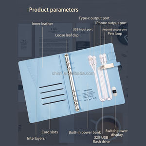 <span class=keywords><strong>2023</strong></span> personnalisé A5 journal banque de puissance charge sans fil avec USB cahier vierge Premium cadeau d'affaires mémo intelligent - Product Image 2