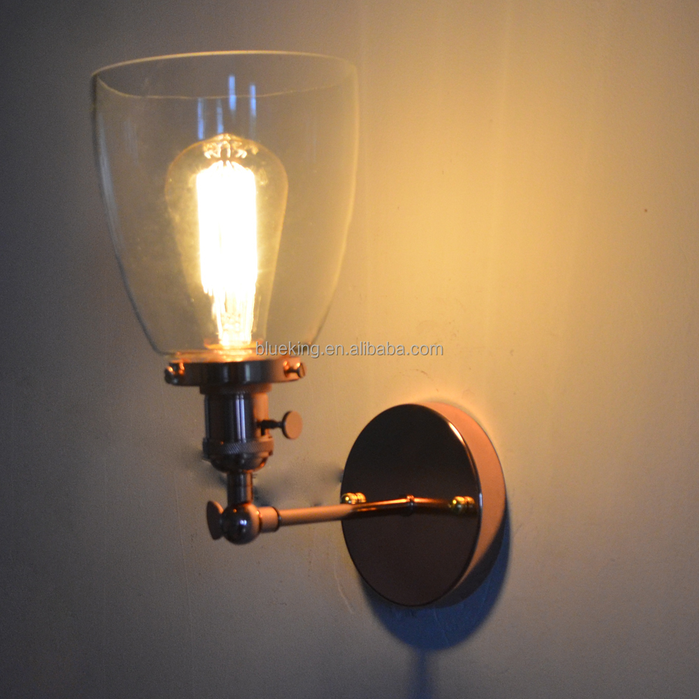 Loft Glass rose gold Iron Wall Light Vintage Home Kitchen Dining Room Decoration wall mount reading light wall light sconce