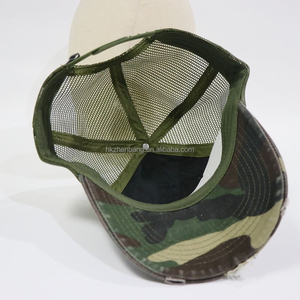 Gorra de béisbol de camuflaje desgastada con bordado personalizado, gorra de camionero de malla ajustable, estilo vintage, moderna y transpirable para exteriores y uso diario - Product Image 6