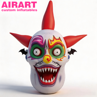 Tête de Joker gonflable, modèle gonflable de clown zombie pour décoration d'Halloween, tête gonflable de monstre/maléfique/fantomme de qualité commerciale