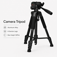 Trépied photo en aluminium de 1,59 m avec support pour téléphone, support portable pour appareil photo reflex numérique et hybride pour diffusion en direct, selfies et enregistrement vidéo