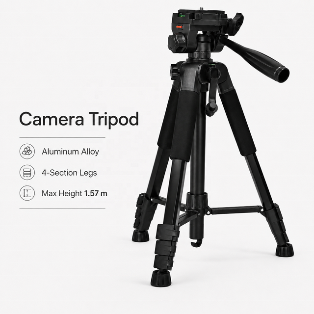 1.59m Aluminum Camera Tripod with Phone Holder, Portable DSLR Mirrorless Stand for Live Streaming, Selfie & Video Recording