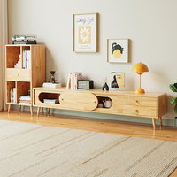 Meuble TV en bois massif, combinaison table basse, nouveau design pour petit appartement, tiroir au sol, meuble de salon