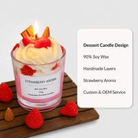 Bougie en pot parfumée à la fraise FTQS, bougie aromatique en cire de soja 210g, cadeau pour la maison, OEM, étiquette privée, longue durée
