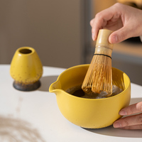 Nouvel ensemble d'outils pour bol à matcha en céramique rétro, ensemble de thé créatif à 5 pièces avec filtre, emballage en boîte pour la vente en gros