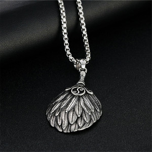 yunnique Feather Pendant Necklace Tibetan Silver Alloy Unisex Jewelry Gift Fashion Retro Style - Product Image 3