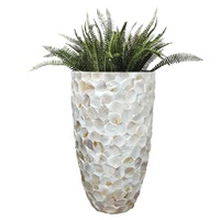 Vase en fibre de verre, style européen, Vase de sol en coquille blanche, pour centre commercial, matériel de décoration de chambre, avec serpillière