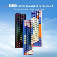 Nouveau clavier à membrane RGB filaire ultra-plat 68 touches avec câble détachable Type-C, résistant aux éclaboussures, Plug and Play pour le bureau et le gaming