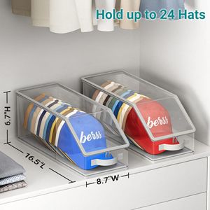 PVC Visible Storage <b>Box</b> With Zipper <b>Large</b> Capacity Stackable Baseball Cap Organizer Dustproof Foldable With Lid - Product Image 3