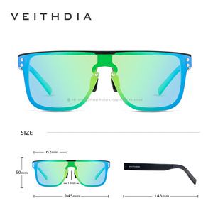 Veithdia Men's Aluminum Magnesium Sunglasses Square Polarized Green Lens UV400 Outdoor Sports Driving - Product Image 3