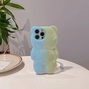 Blu lucido <span class=keywords><strong>verde</strong></span> impiombato 3D Bear <span class=keywords><strong>iPhone</strong></span> 15 <span class=keywords><strong>Pro</strong></span> <span class=keywords><strong>Max</strong></span> custodia per cellulare Apple 14 Plus antiurto <span class=keywords><strong>11</strong></span> telefono cellulare - Product Image 5