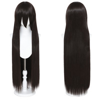 Wig Cosplay Gaya Niang Rambut Lurus Panjang Universal Kosong 100CM Rambut Palsu Penutup Kepala Hitam dan Putih