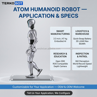 TERKOBOT ATOM Max, Robot Humanoide Bípedo de Tamaño Completo, 41DOF, Carga Útil de 7 kg, IA Incorporada, Robot de Servicio Industrial con Control Remoto MR