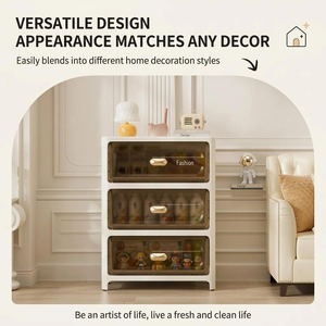 Multi-Layer 35cm Wide <b>Drawer</b>-Style <b>Storage</b> Cabinet Rectangle Plastic Household Organizer with Wheels - Product Image 2