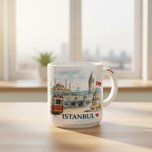 Tazza in Porcellana Dolomite Personalizzata con Design della Moschea Suleimaniana di <span class=keywords><strong>Istanbul</strong></span>, Souvenir da Viaggio, Lavabile in Lavastoviglie e Microonde, con Manico - Product Image 3