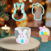 Moule à biscuits en plastique pour Pâques, lapin de Pâques et panier, moule à pâte à sucre, moule à argile, outil de décoration, ensemble de découpoirs pour glaçage royal